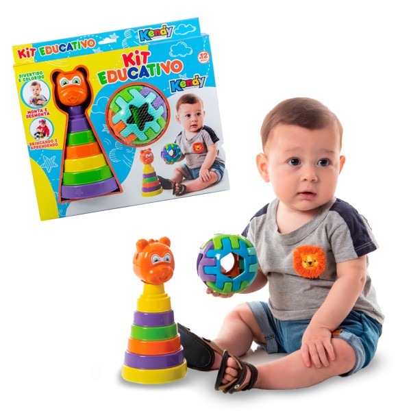 2 Brinquedos Educativos Acima de 1 ano - Ursinho + Bola