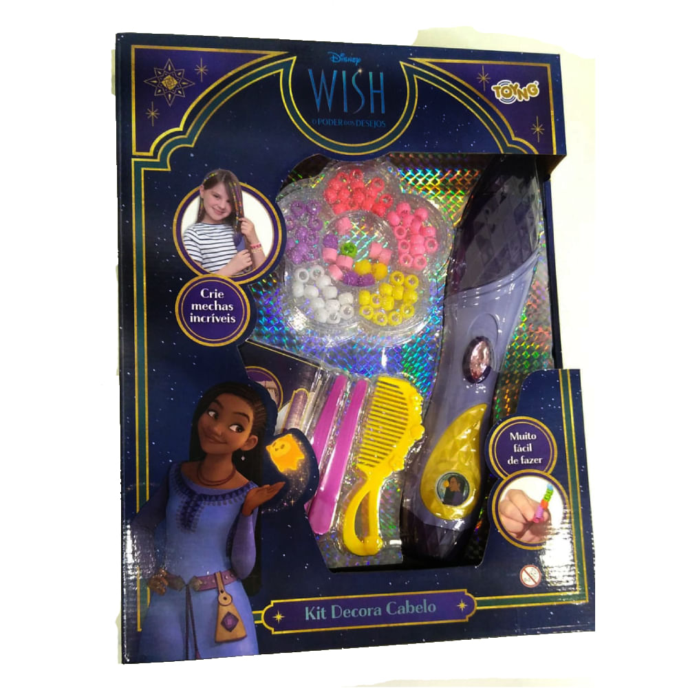 Encontraproduto.com.br - Kit  Infantil Miçangas Toyng Para Cabelo Disney Wish