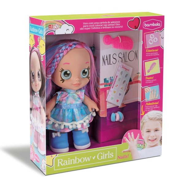 Boneca - Rainbow Nails Azul - 802 BAMBOLA BRINQUEDOS