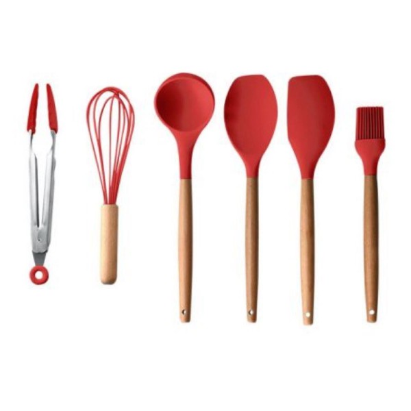 Encontraproduto.com.br - Jogo de Cozinha Silicone 7 Peças - Vermelho