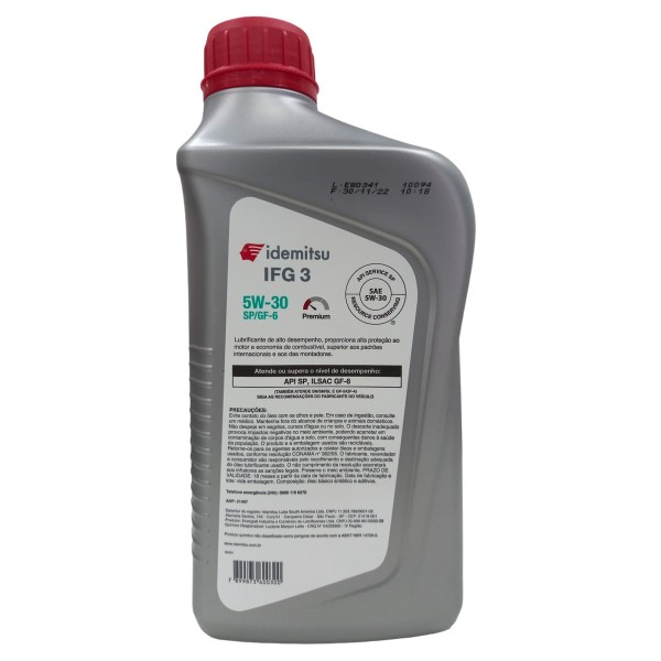 Encontraproduto.com.br - Óleo Lubrificante do Motor 100% Sintético Idemitsu IFG 3 5W30 API SP/GF-6 Tecnologia Japonesa 1L