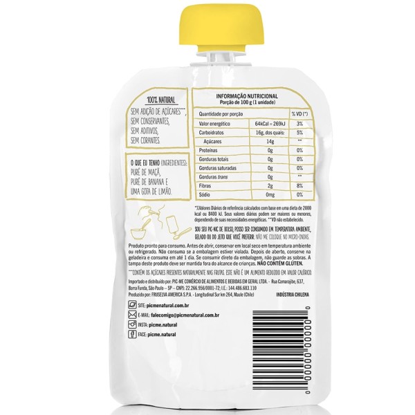 Encontraproduto.com.br - Purê de Frutas Banana e Maçã 100g - Pic Me
