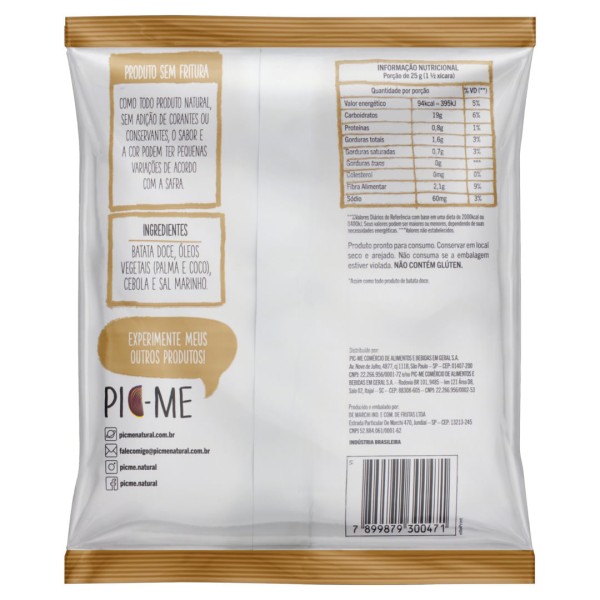 Encontraproduto.com.br - Chips De Batata Doce Pic-Me Cebola Caramelizada 34g