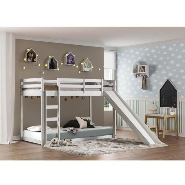 Encontraproduto.com.br - Beliche Montessoriano Prime Com Escorregador Em Laca Casatema Branco