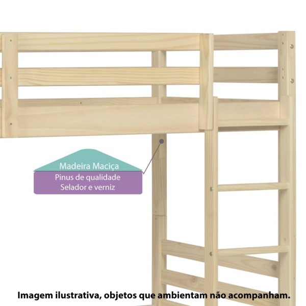 Encontraproduto.com.br - Beliche Teen Play em Madeira Maciça Natural - Casatema