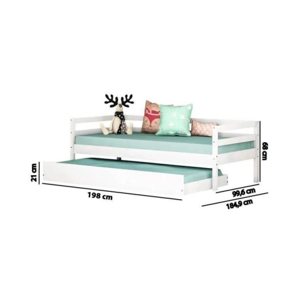 Encontraproduto.com.br - Bicama Solteiro Infantil Prime Com Telhado Vi E Grade De Proteção Iv Casatema Branco