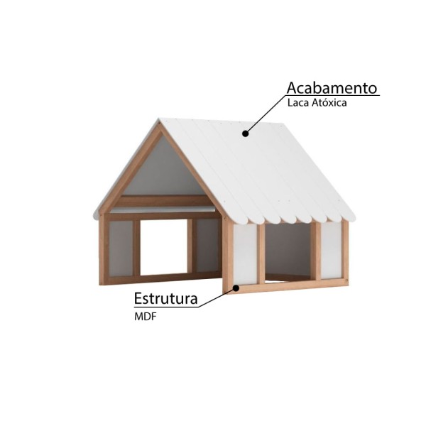 Encontraproduto.com.br - Telhado para Cama Infantil Fun Quater - Carvalho/Branco