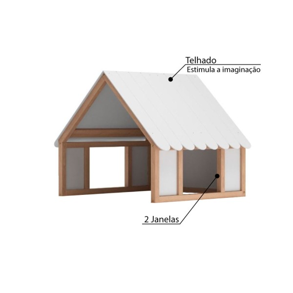Encontraproduto.com.br - Telhado para Cama Infantil Fun Quater - Carvalho/Branco
