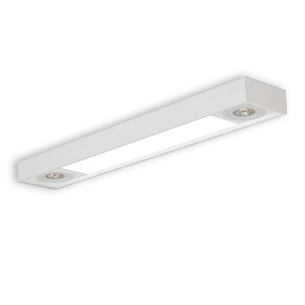 Encontraproduto.com.br - Plafon Retangular 40W + 2 Dicroicas GU10 Tropical Slim Usina Design