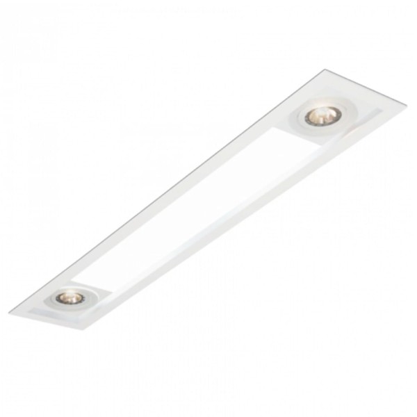 Luminaria Embutir Retang 2Xt8 - 120Cm + 2 Dicróica Branco 3616/150F Magnum Usina Design