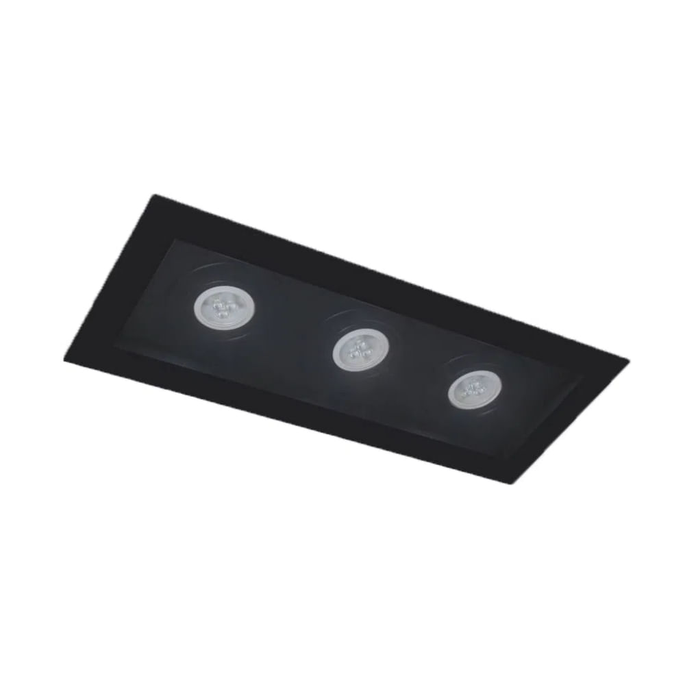 Plafon de Embutir 15x36 Retangular 3XGU10 Branco Textura Usina Design