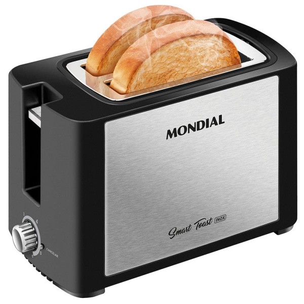 Encontraproduto.com.br - Torradeira Smart Toast Mondial T-13 Com 6 Opções De Tostagem Preto Com Inox 220v