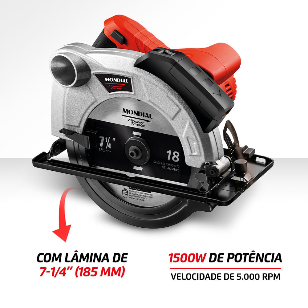 Encontraproduto.com.br - Serra Circular 1200W Mondial FSC-03 127V