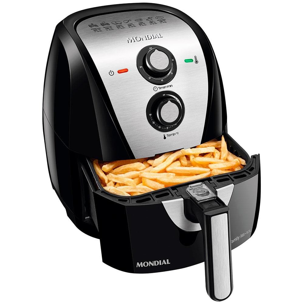 Encontraproduto.com.br - Fritadeira Mondial Air Fryer AF-55I Preta e Inox 5,5 Litros 220V