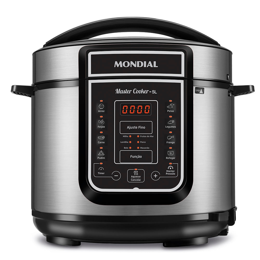 Encontraproduto.com.br - Panela de Pressão Elétrica 5 Litros Mondial Master Cooker PE38 Preta com Prata 127V