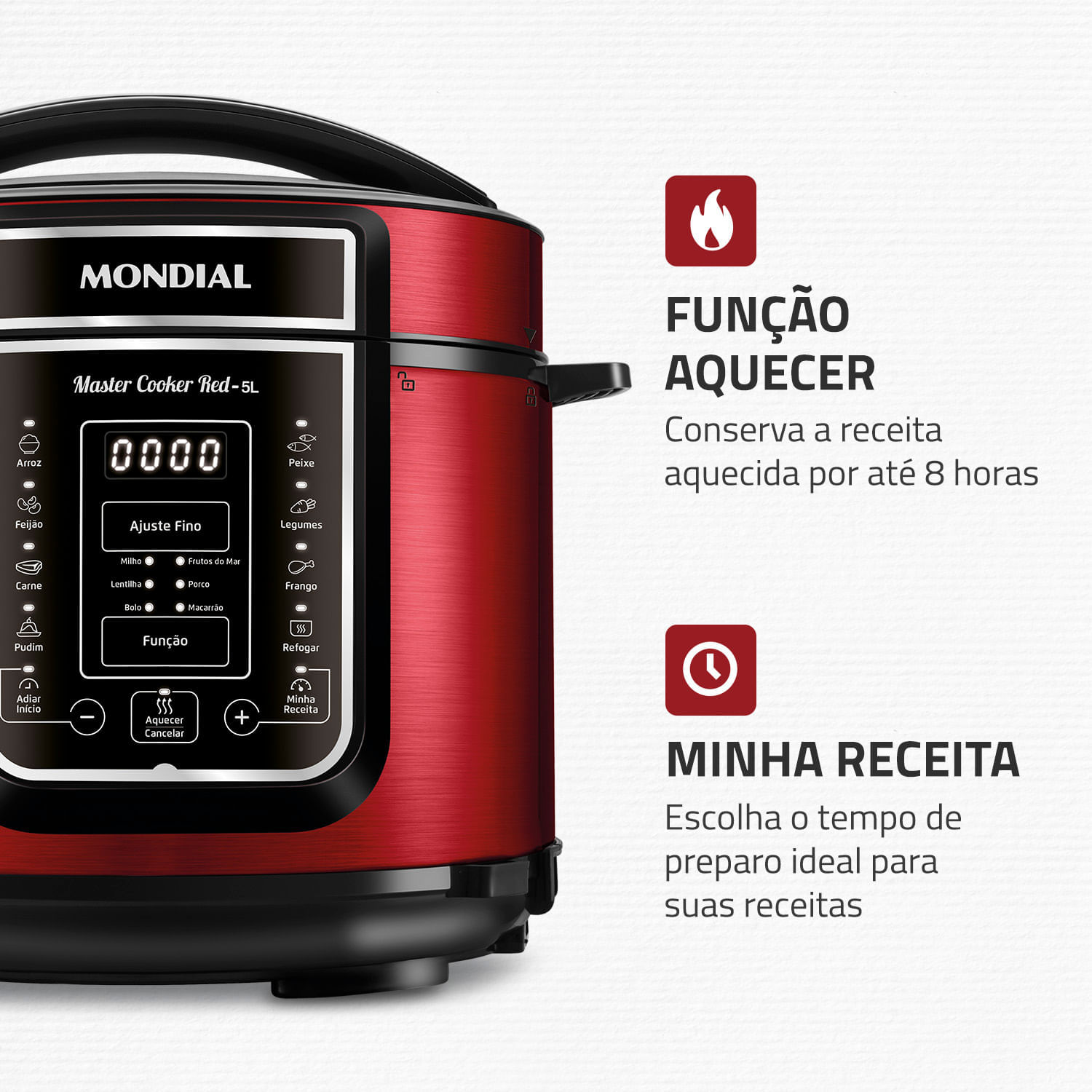 Encontraproduto.com.br - Panela de Pressão Elétrica Mondial Master Cooker Red PE-39