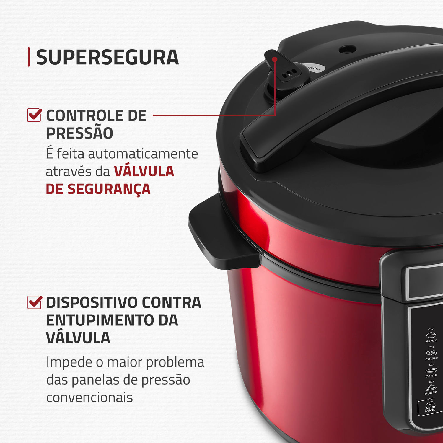 Encontraproduto.com.br - Panela de Pressão Elétrica Mondial Master Cooker Red PE-39