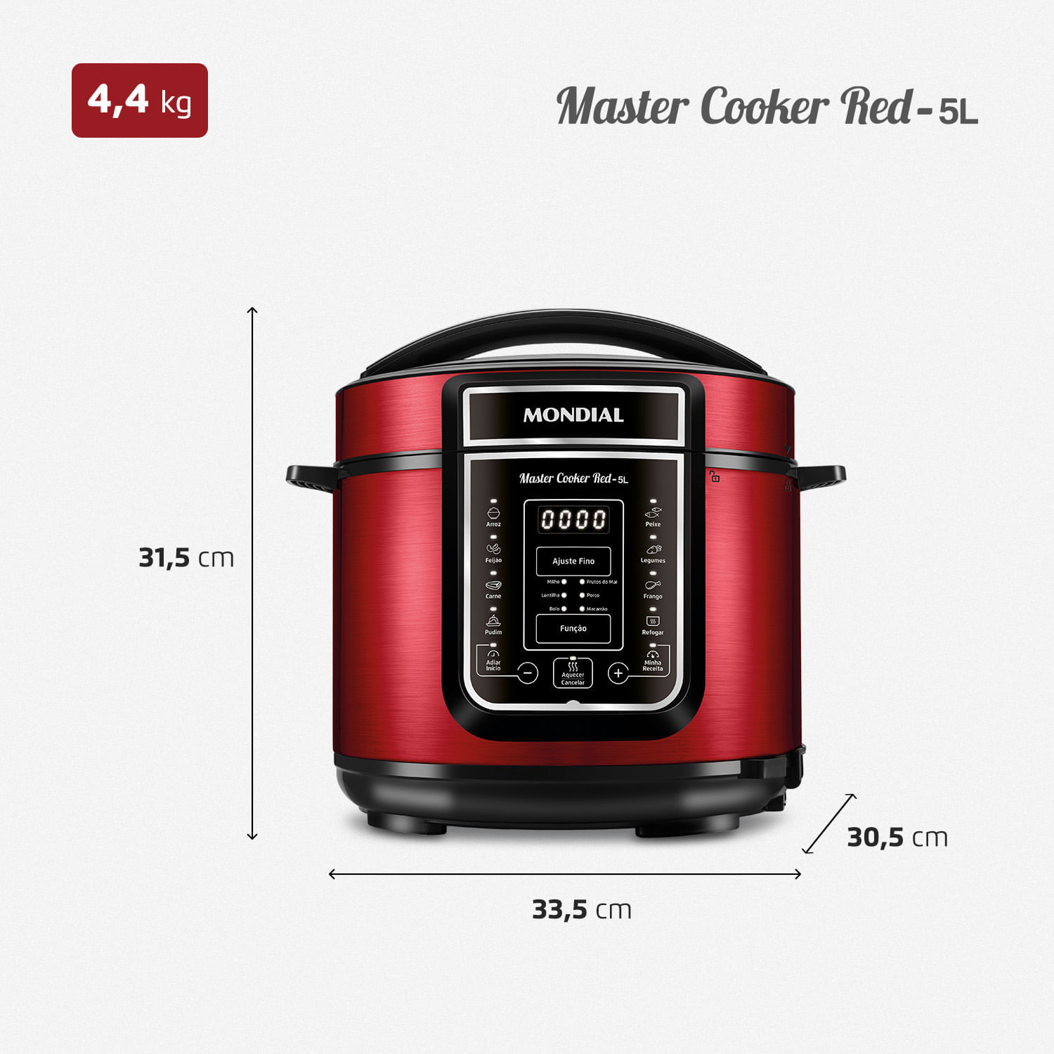 Encontraproduto.com.br - Panela de Pressão Elétrica Mondial Master Cooker Red PE-39