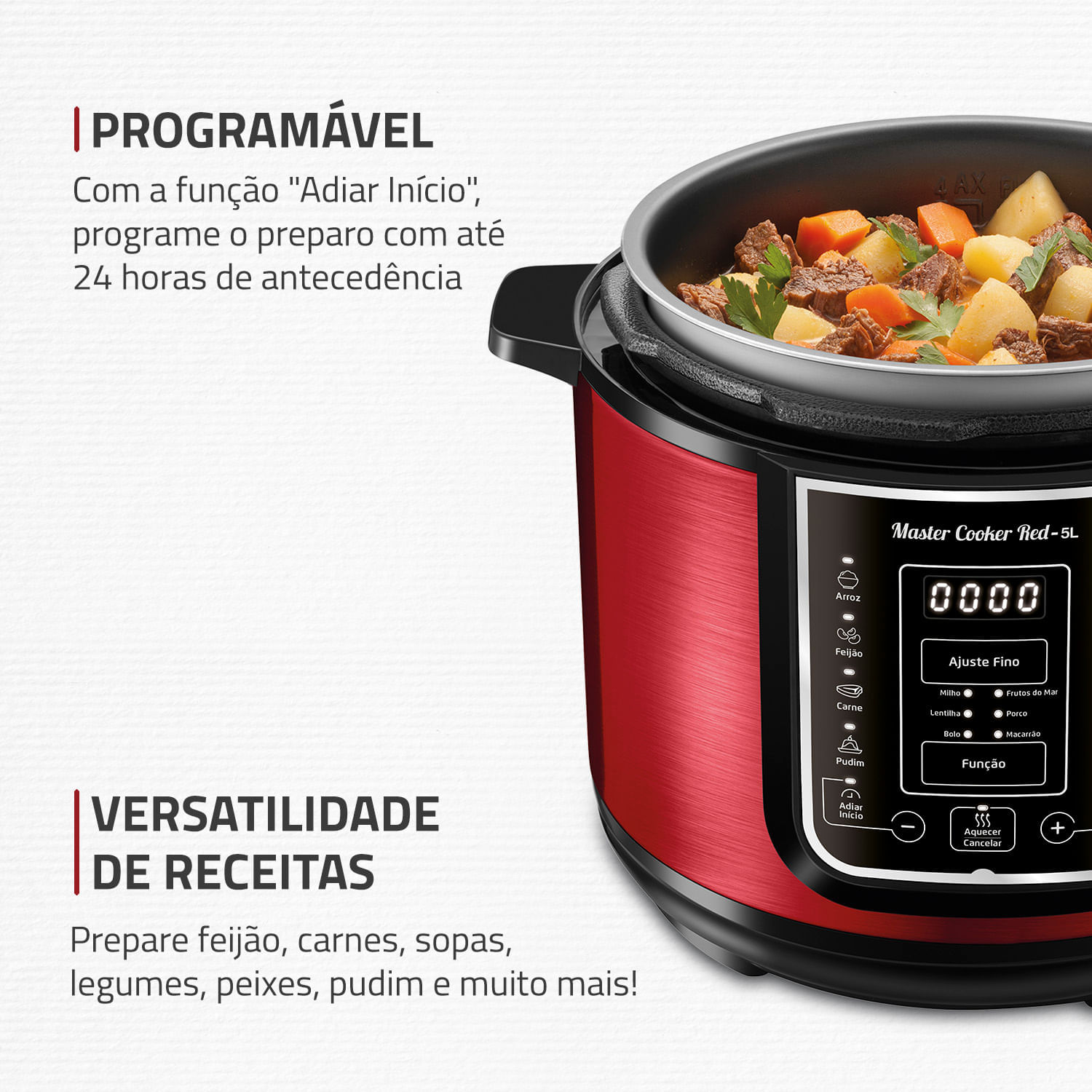 Encontraproduto.com.br - Panela de Pressão Elétrica Mondial Master Cooker Red PE-39