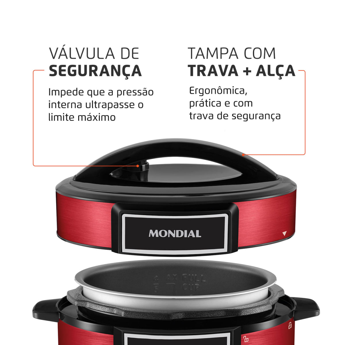 Encontraproduto.com.br - Panela de Pressão Elétrica Mondial Master Cooker Red PE-39