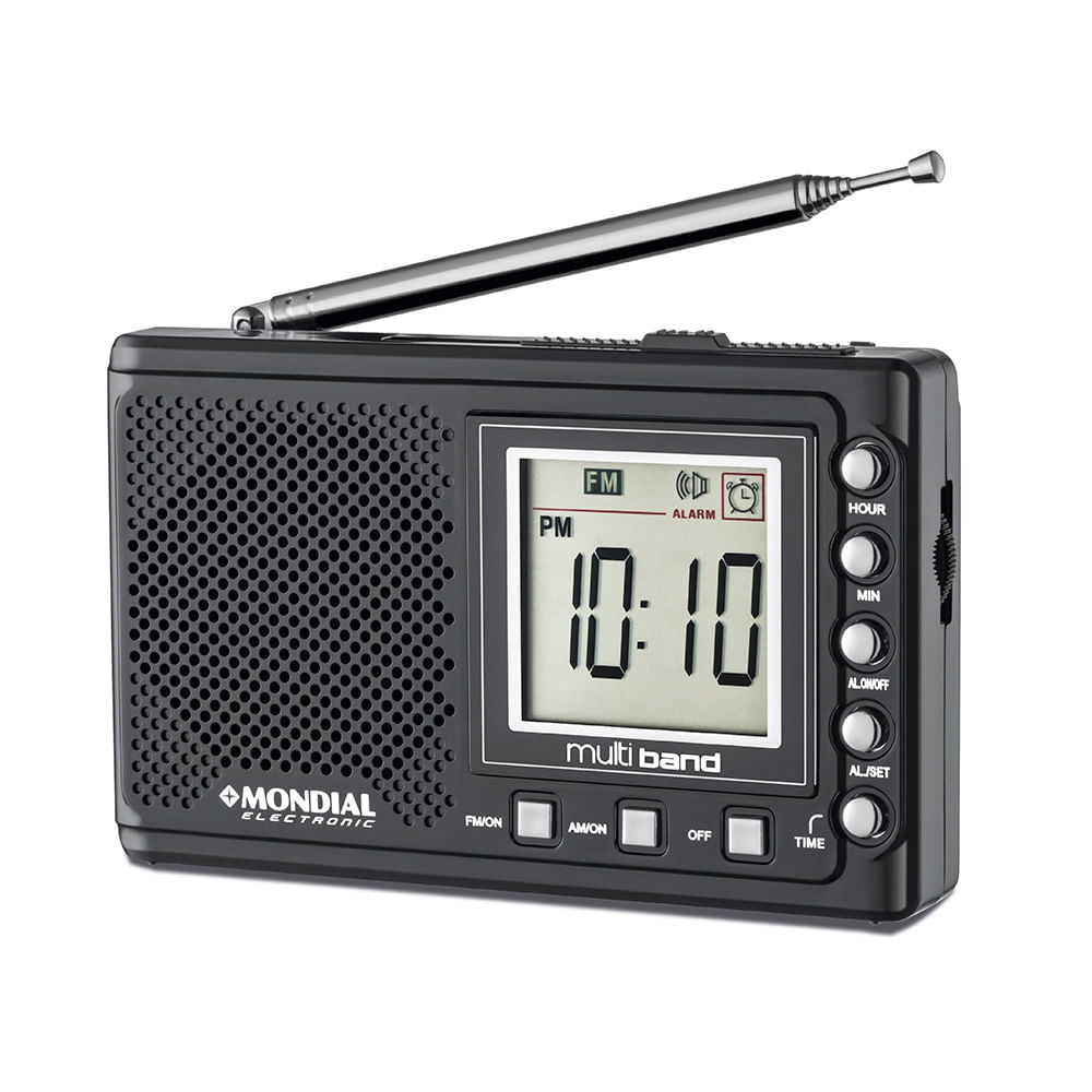 Encontraproduto.com.br - Rádio Relógio Digital Mondial Multi Band II RP-04 Faixas AM e FM