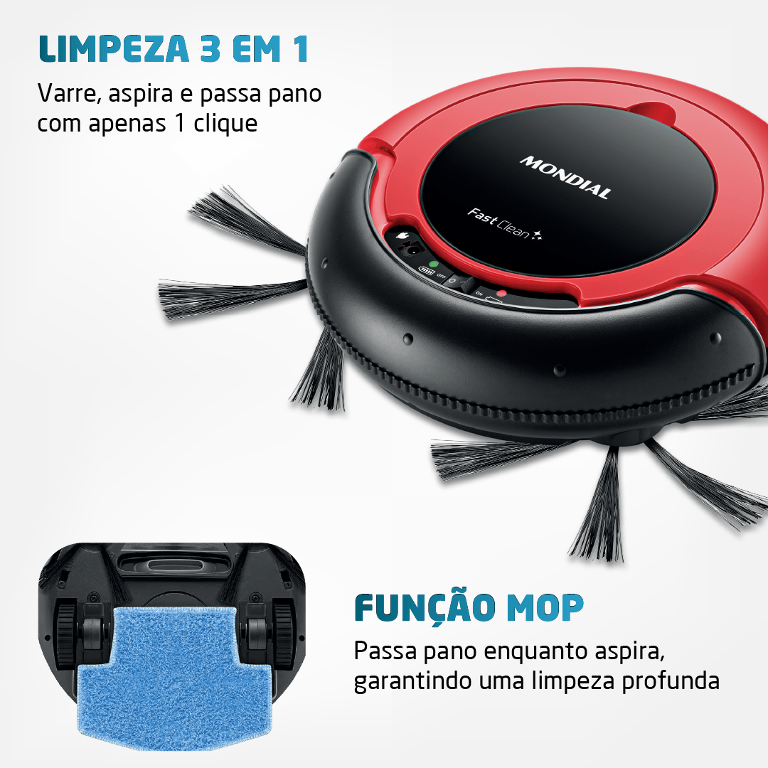 Encontraproduto.com.br - Robô Aspirador de Pó Fast Clean Mondial RB-01