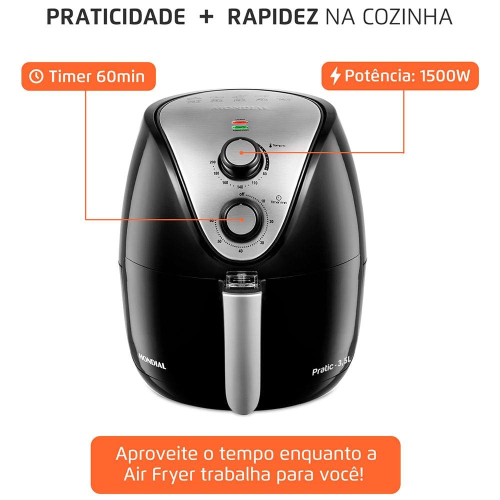 Encontraproduto.com.br - Fritadeira Sem Óleo Air Fryer 3,5L Mondial AF-30-I