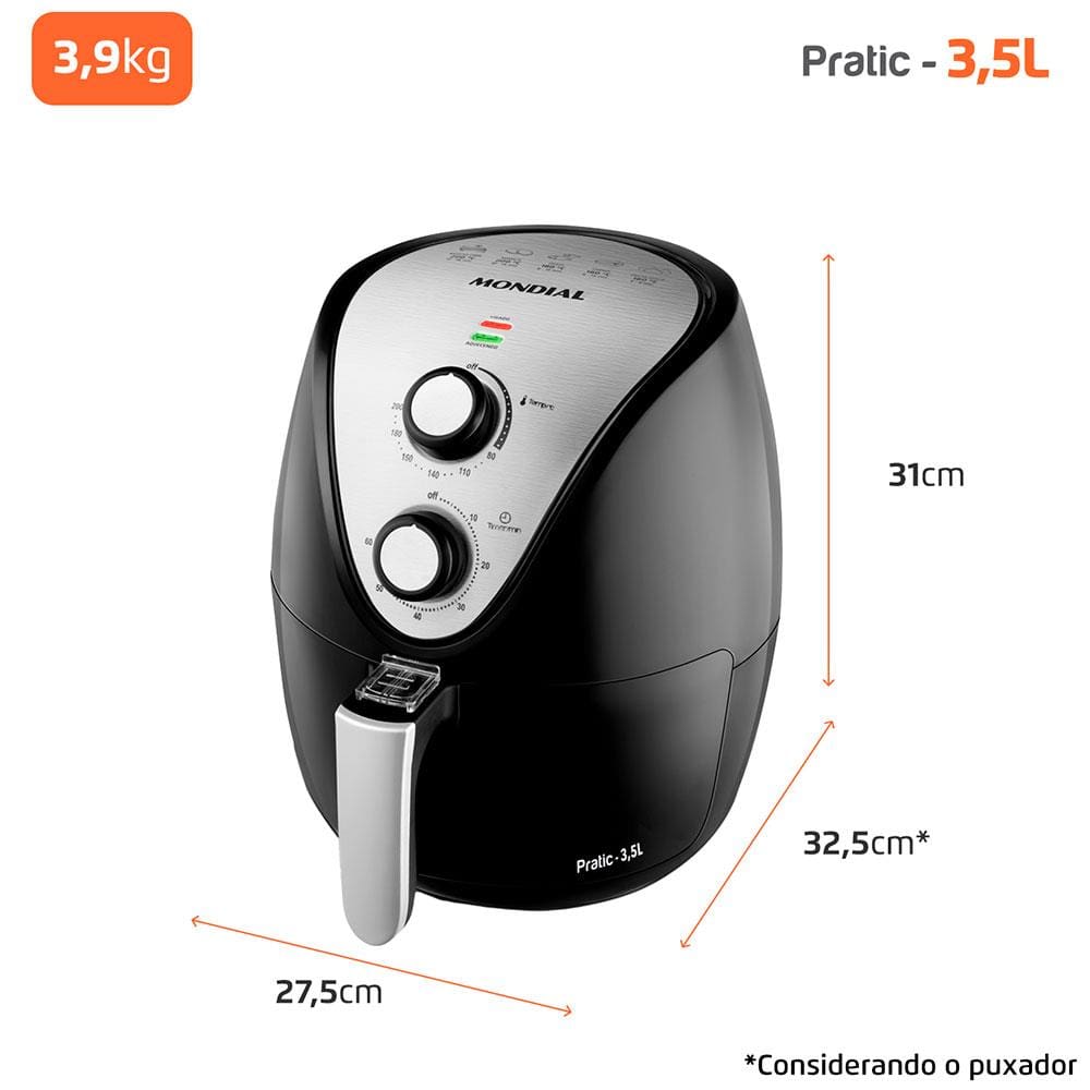 Encontraproduto.com.br - Fritadeira Sem Óleo Air Fryer 3,5L Mondial AF-30-I