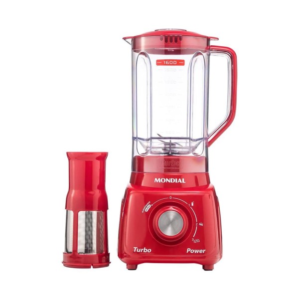 Encontraproduto.com.br - Liquidificador Mondial com Filtro L99 FR 500W 2,2L Vermelho 127V