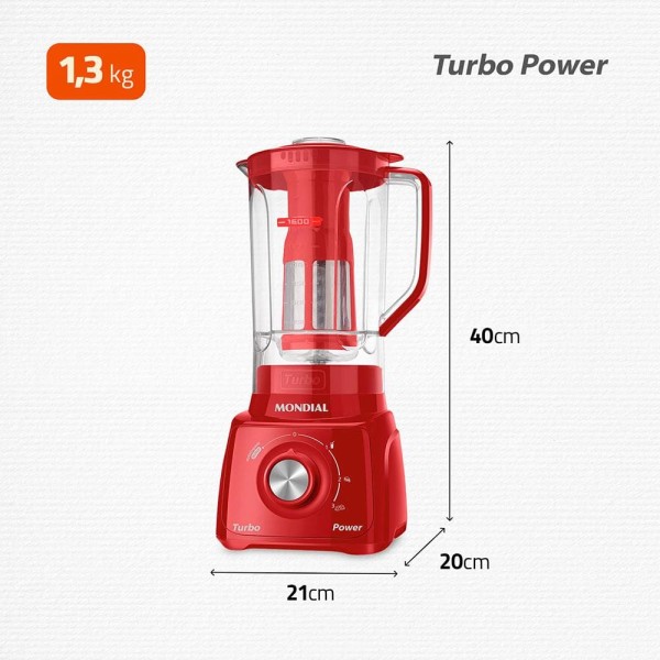 Encontraproduto.com.br - Liquidificador Mondial com Filtro L99 FR 500W 2,2L Vermelho 127V