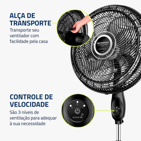Encontraproduto.com.br - Ventilador de Coluna Turbo Mondial 40CM  VTX-40C-8P-CR