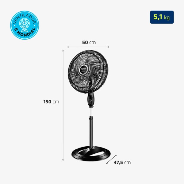 Encontraproduto.com.br - Ventilador de Coluna Turbo Mondial 40CM  VTX-40C-8P-CR