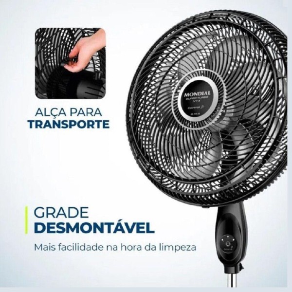 Encontraproduto.com.br - Ventilador de Coluna Mondial com Controle Remoto 40CM com 8 Pás VTX40CR