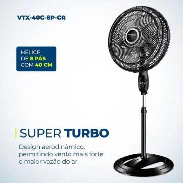 Encontraproduto.com.br - Ventilador de Coluna Mondial com Controle Remoto 40CM com 8 Pás VTX40CR