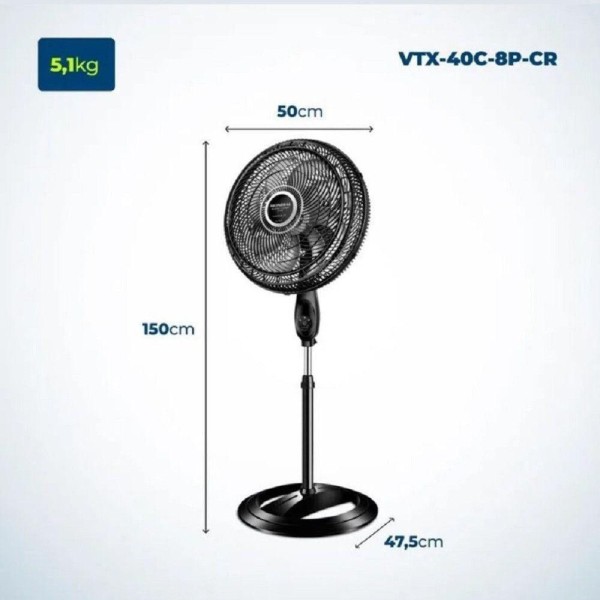 Encontraproduto.com.br - Ventilador de Coluna Mondial com Controle Remoto 40CM com 8 Pás VTX40CR