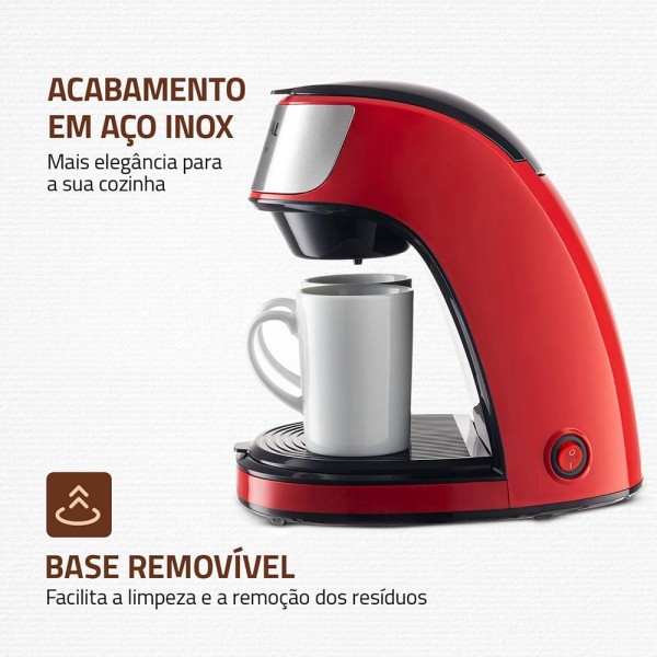 Encontraproduto.com.br - Cafeteira Elétrica Mondial Smart Coffee C-42-2X-B com 2 Xícaras Vermelha - 220V