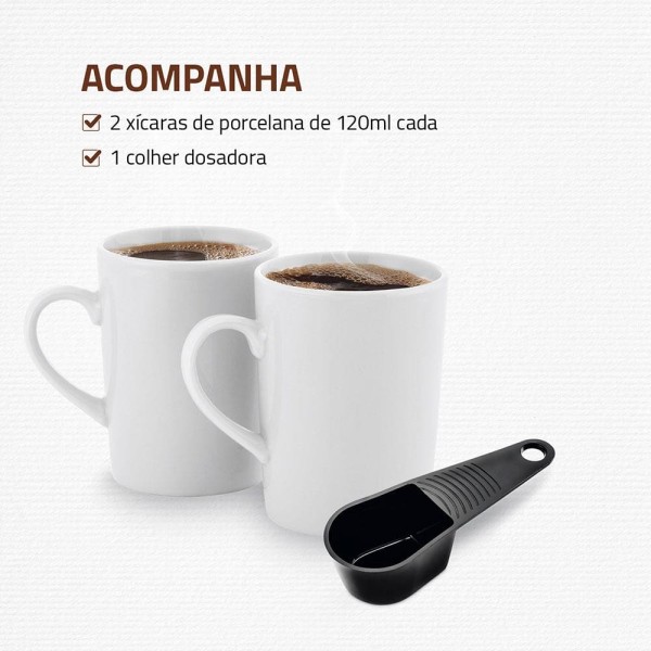 Encontraproduto.com.br - Cafeteira Elétrica Mondial Smart Coffee C-42-2X-B com 2 Xícaras Vermelha - 220V