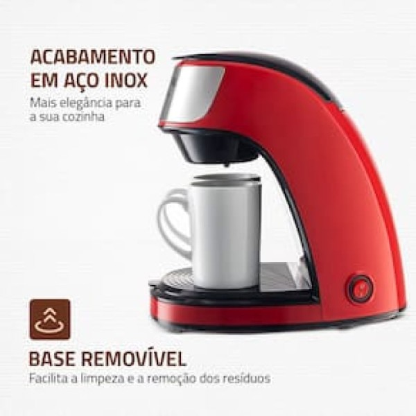 Encontraproduto.com.br - Cafeteira Elétrica Mondial Smart Coffee C-42-2X-B com 2 Xícaras Vermelha - 220V