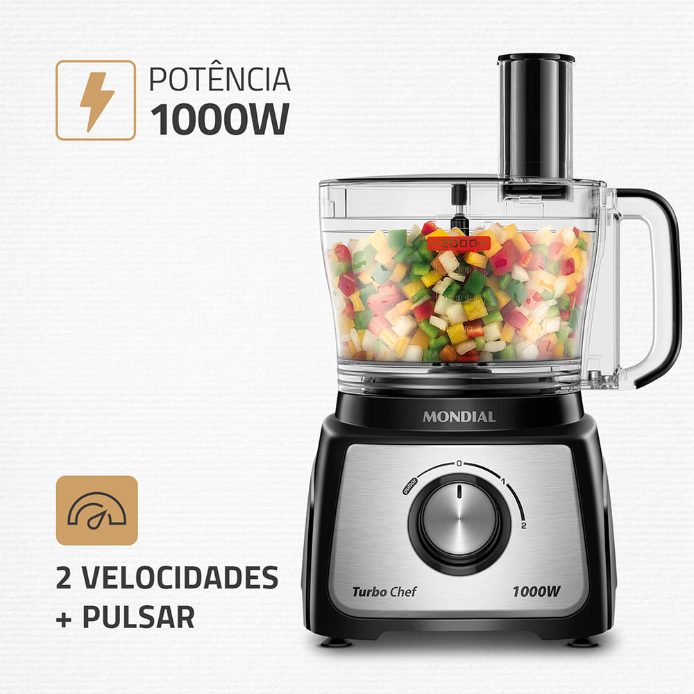Encontraproduto.com.br - Multiprocessador Turbo Chef 5 Em 1 Mondial - Mpn-01-b Multiprocessador Mpn-01-b 220v/60hz .