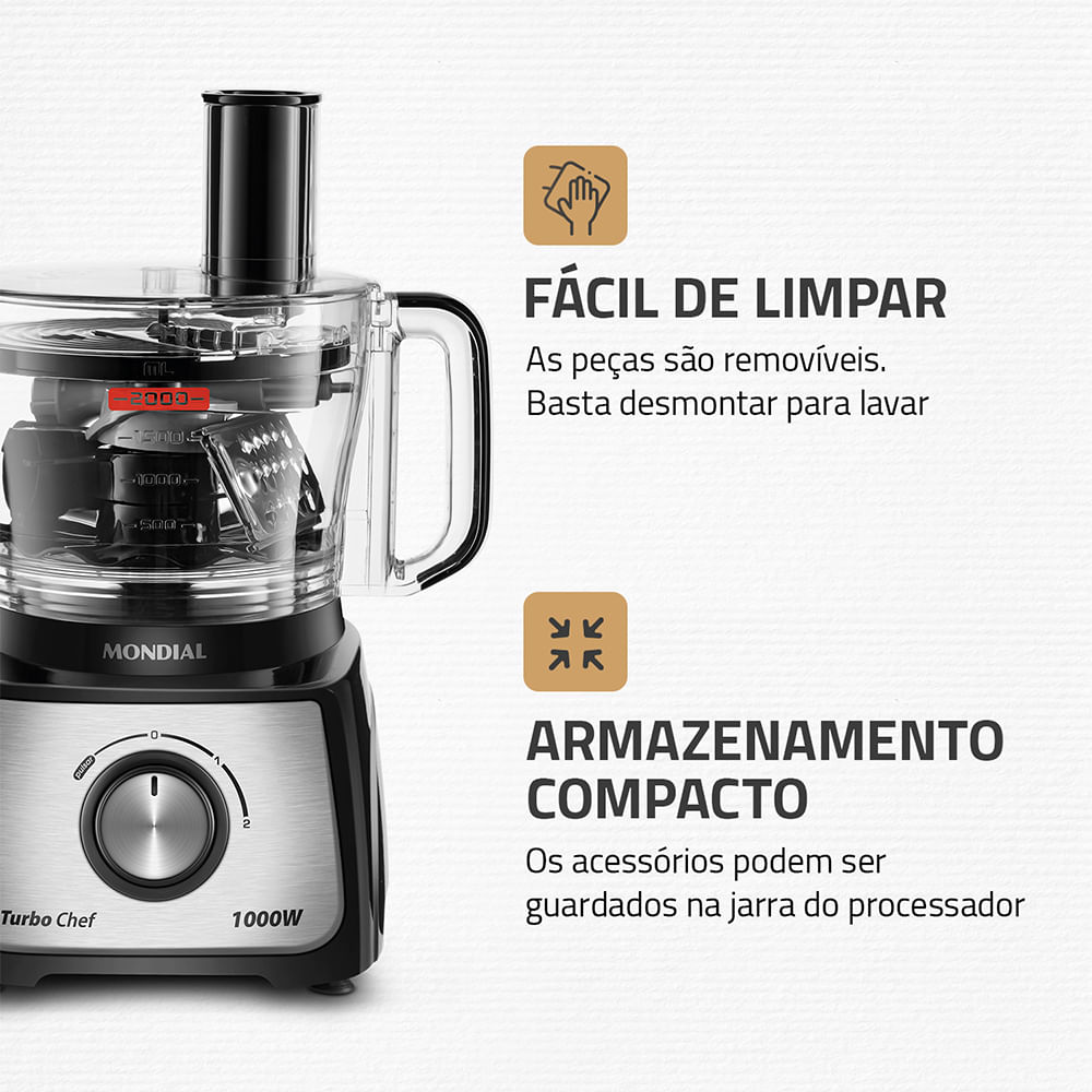 Encontraproduto.com.br - Multiprocessador Turbo Chef 5 Em 1 Mondial - Mpn-01-b Multiprocessador Mpn-01-b 220v/60hz .