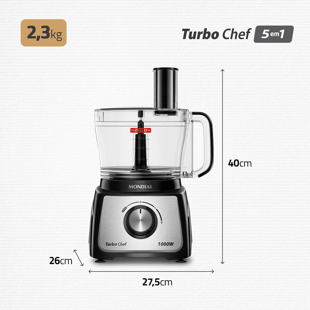 Encontraproduto.com.br - Multiprocessador Turbo Chef 5 Em 1 Mondial - Mpn-01-b Multiprocessador Mpn-01-b 220v/60hz .