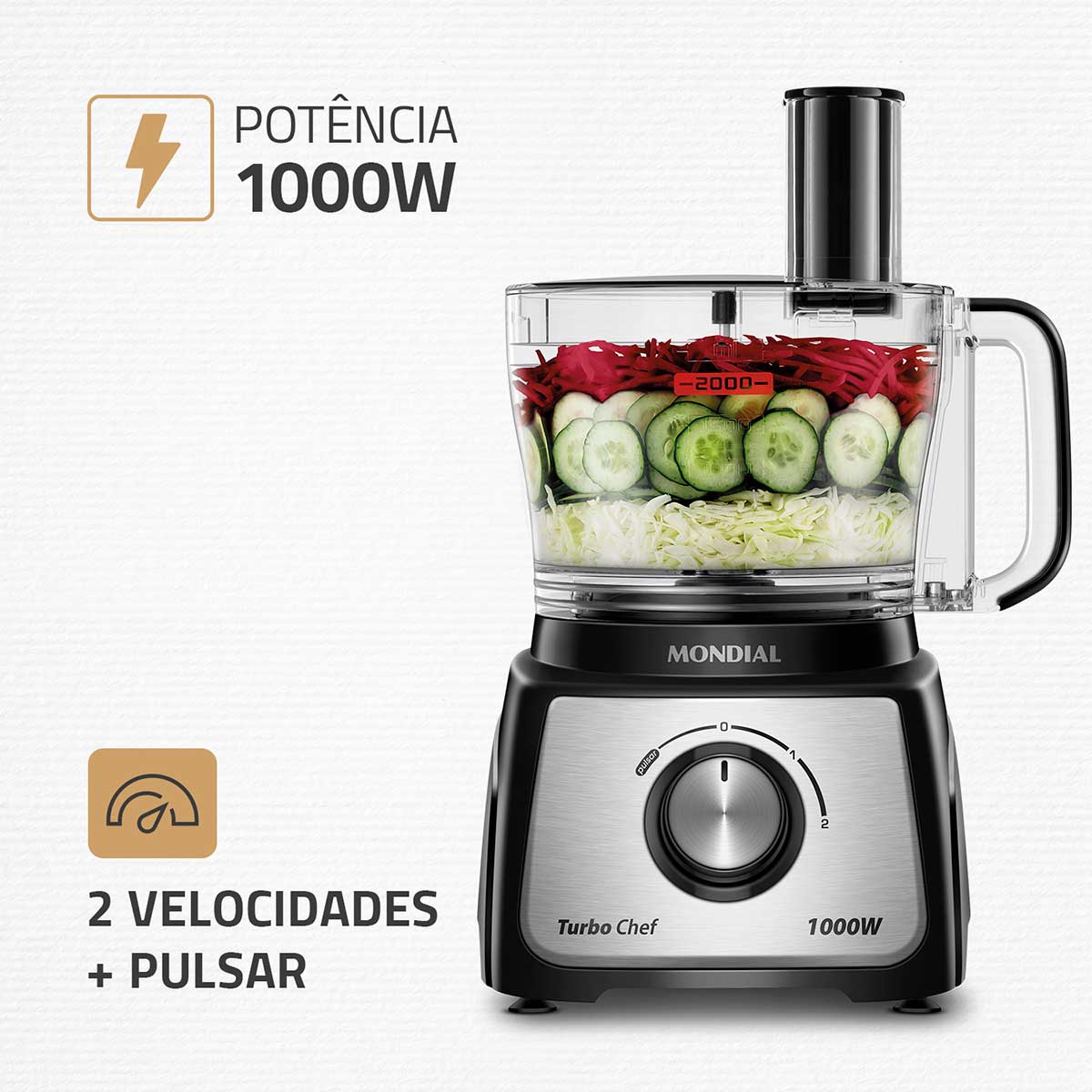 Encontraproduto.com.br - Multiprocessador Turbo Chef 7 Em 1, Mondial, 220V, 1000W - Mpn-01-Be