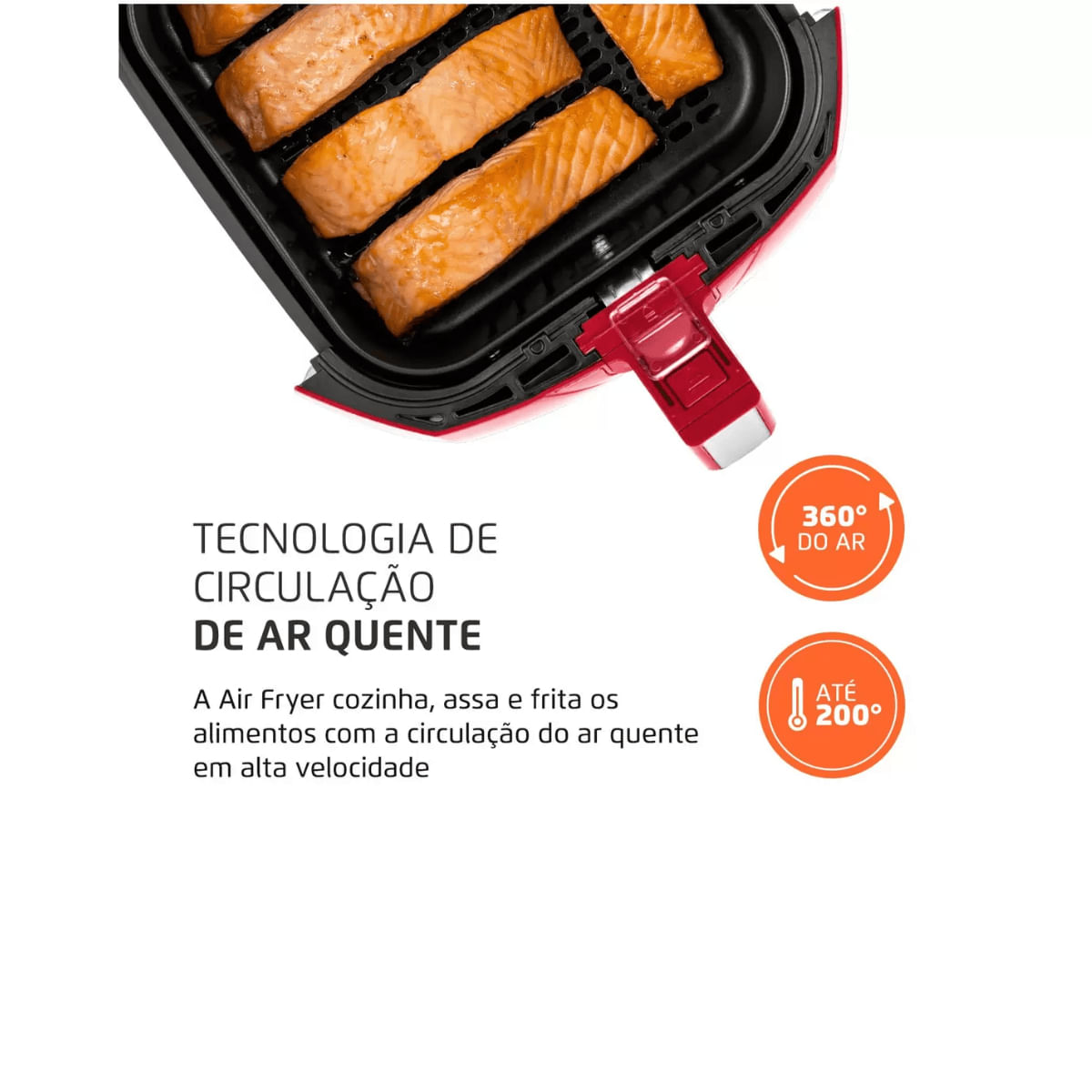 Encontraproduto.com.br - Fritadeira Mondial Air Fryer 4 Litros Afn-40-fr 1500w Vermelho 220v