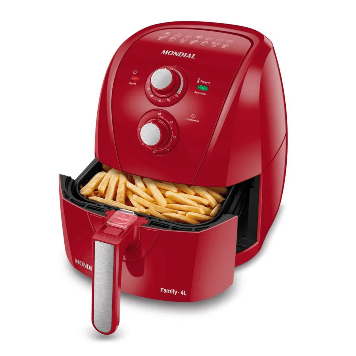 Encontraproduto.com.br - Fritadeira Mondial Air Fryer 4 Litros Afn-40-fr 1500w Vermelho 220v