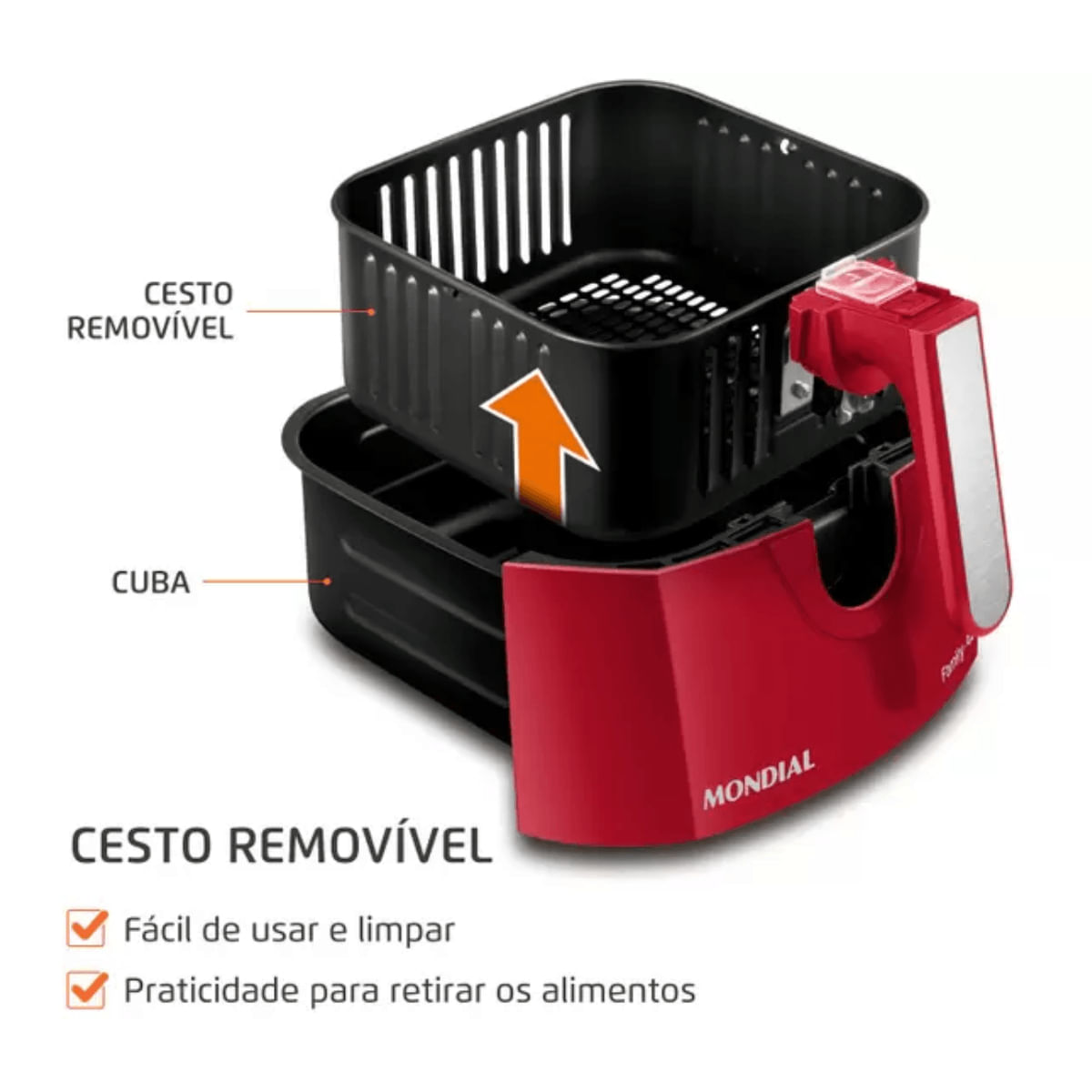 Encontraproduto.com.br - Fritadeira Mondial Air Fryer 4 Litros Afn-40-fr 1500w Vermelho 220v
