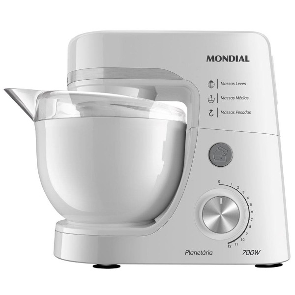 Encontraproduto.com.br - Batedeira Planetária Mondial BP-03W-2B com 12 Velocidades e 700 W - Branca