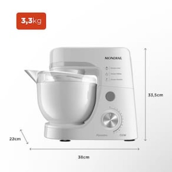 Encontraproduto.com.br - Batedeira Planetária Mondial BP-03W-2B com 12 Velocidades e 700 W - Branca
