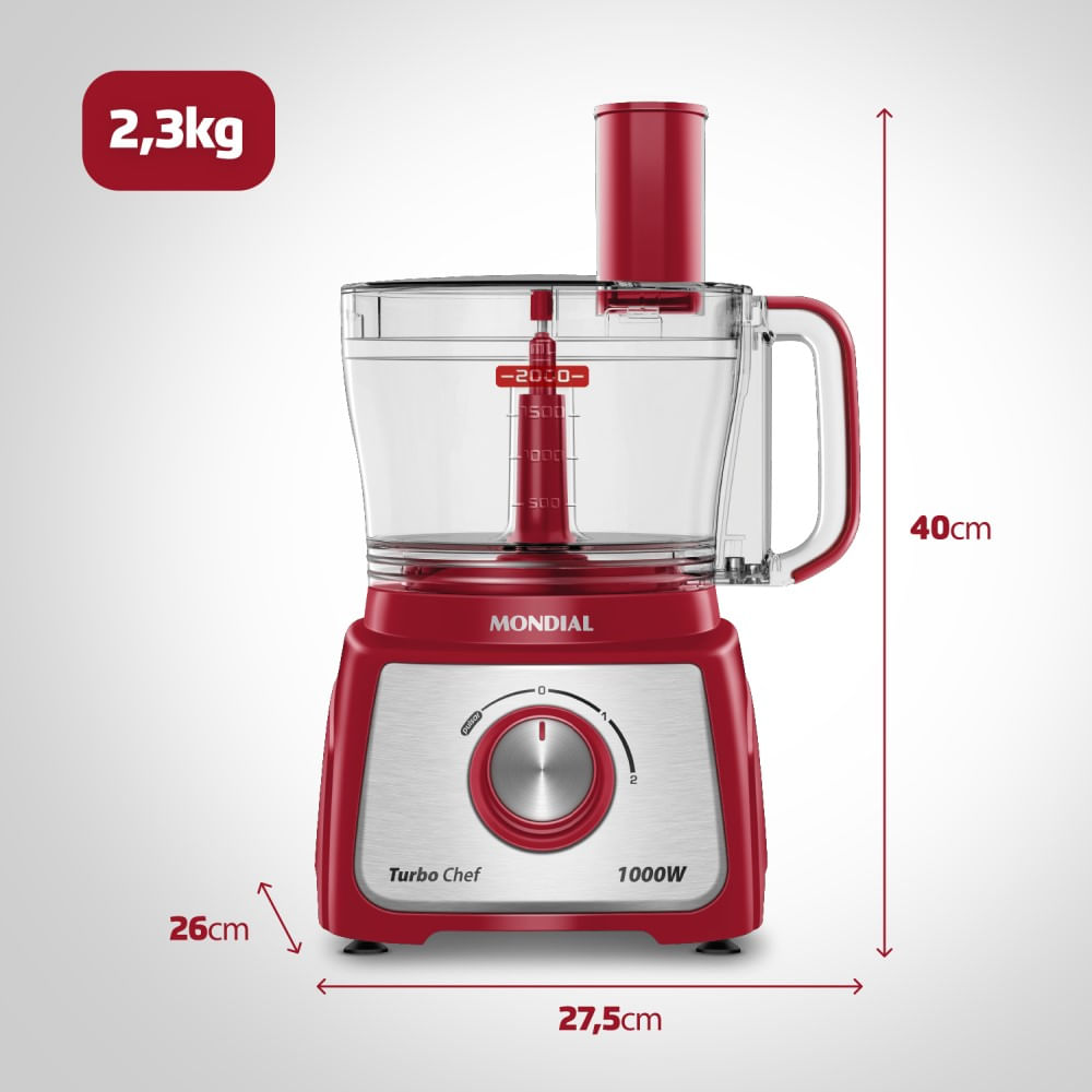 Encontraproduto.com.br - Multiprocessador Turbo Chef 5 em 1 Mondial MPN-01-R 220V 1000W Vermelho