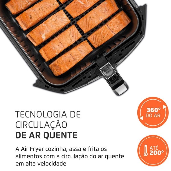 Encontraproduto.com.br - Fritadeira Air Fryer 8L Mondial Mega Family AFN80BI Preta 127V