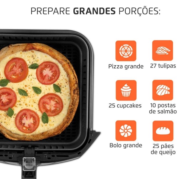 Encontraproduto.com.br - Fritadeira Air Fryer 8L Mondial Mega Family AFN80BI Preta 127V